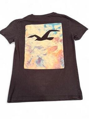 Hollister Tee with Pastel Tie-Dye Square and Seagull Logo